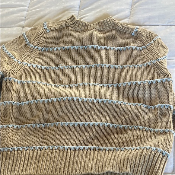 Madewell Women's Tan and Blue Striped Sweater - Picture 6 of 6